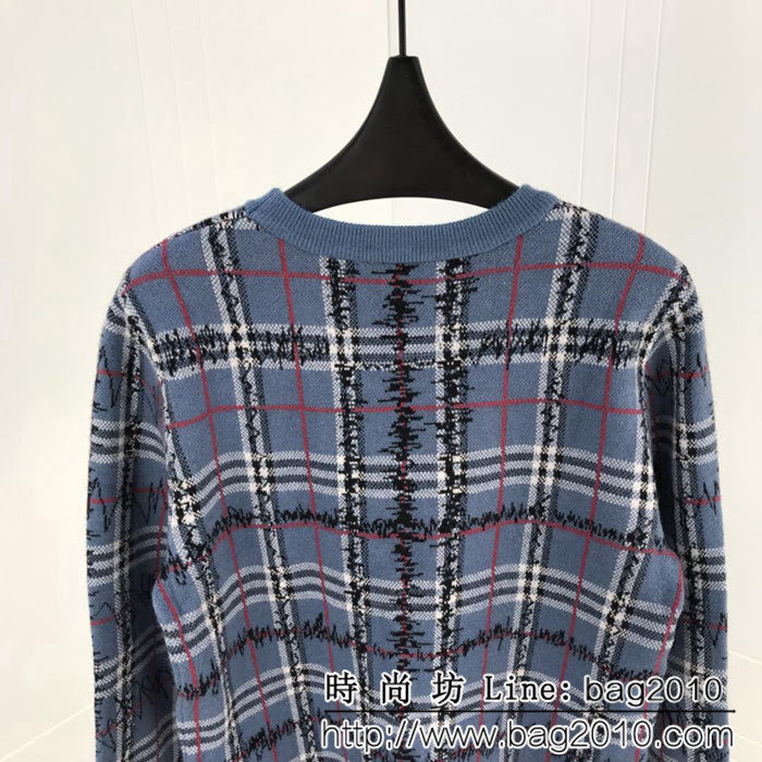 BURBERRY巴寶莉 經典款 18SS秋冬系列 經典條格塗鴉毛衣 ydi1088